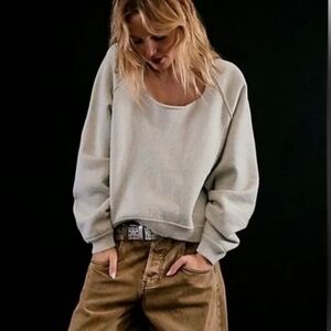 Free People Midnight Pullover Sweater Heather Grey Combo XS Small Large NWT$158